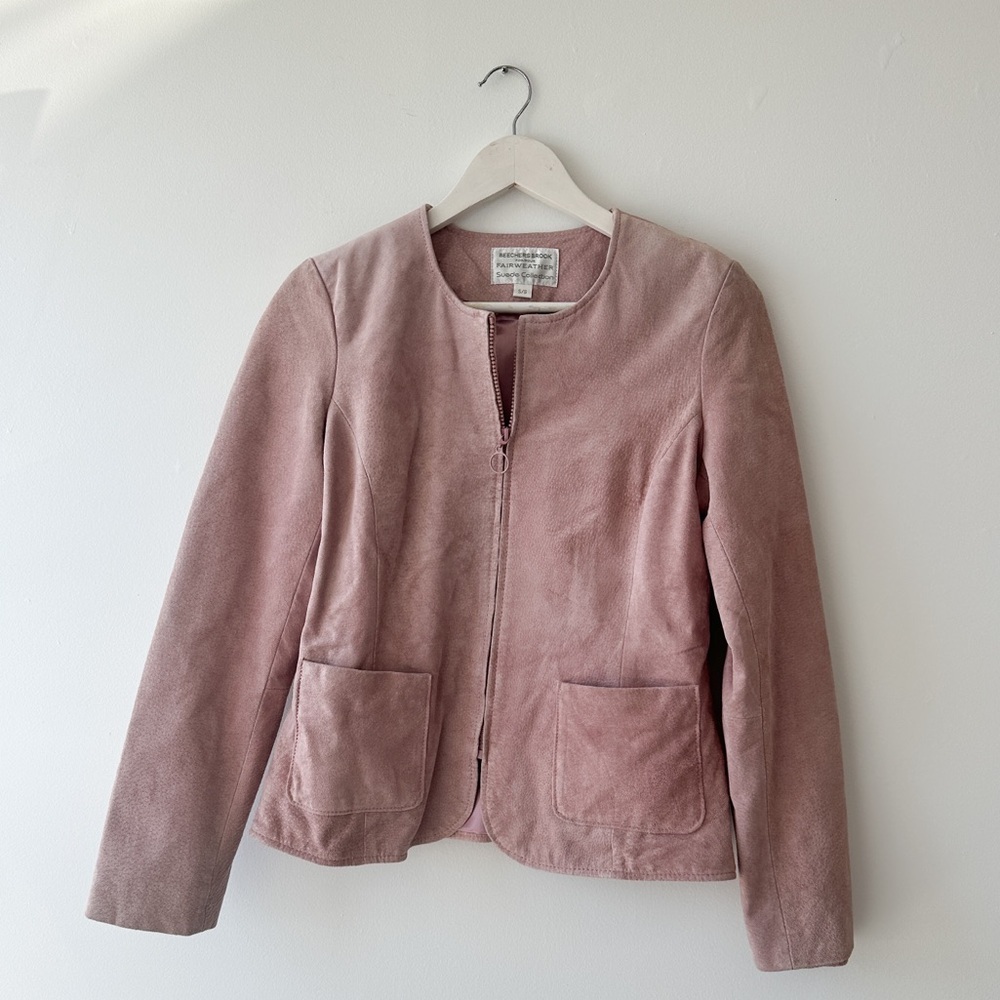 Suede Jacket “Beechers Brook-Fairweather”-Blush Pink Genuine Leather- Size:Small